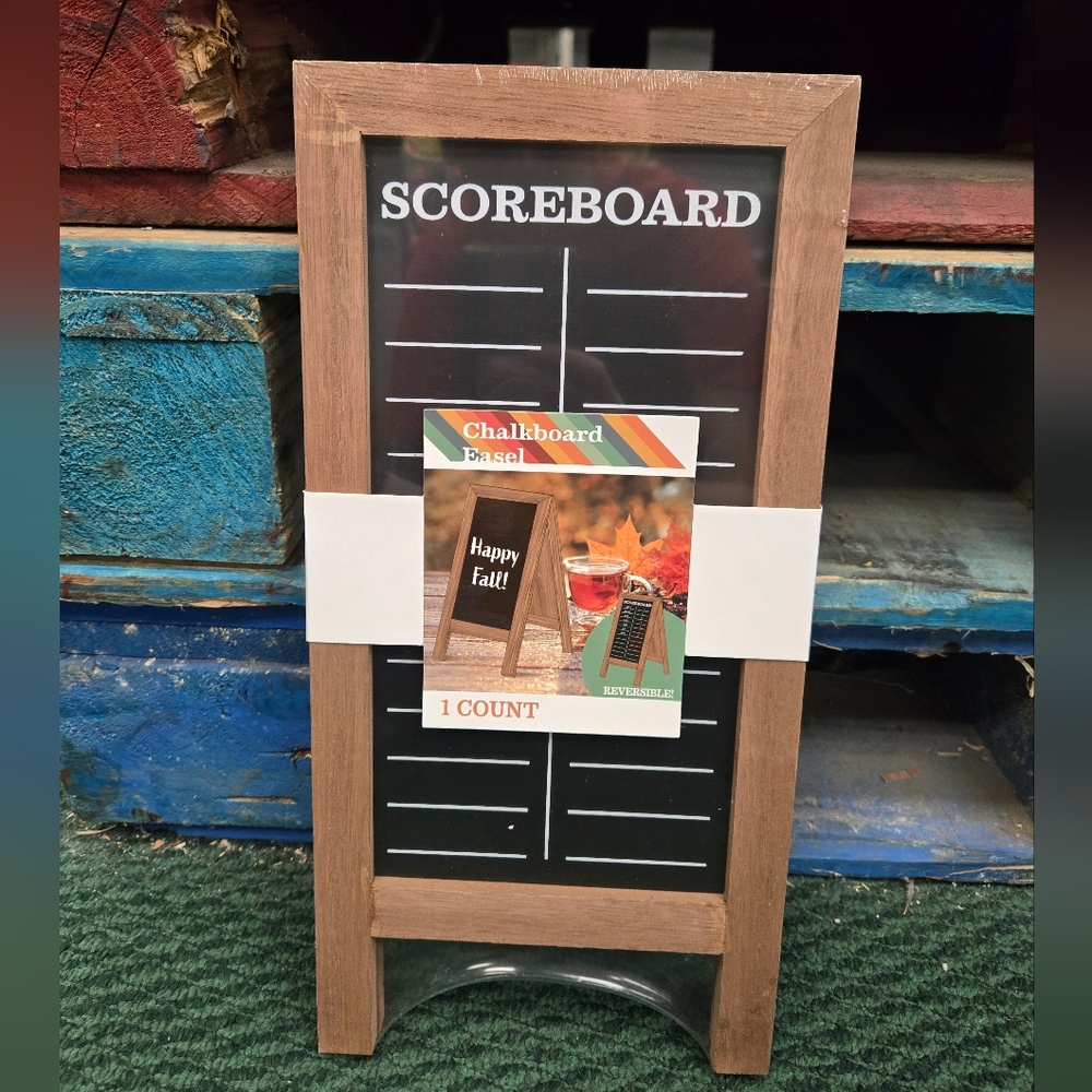 Wooden Scoreboard Reversible Chalkboard Easel